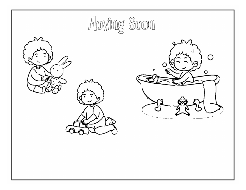 Coloring page: play and bath time