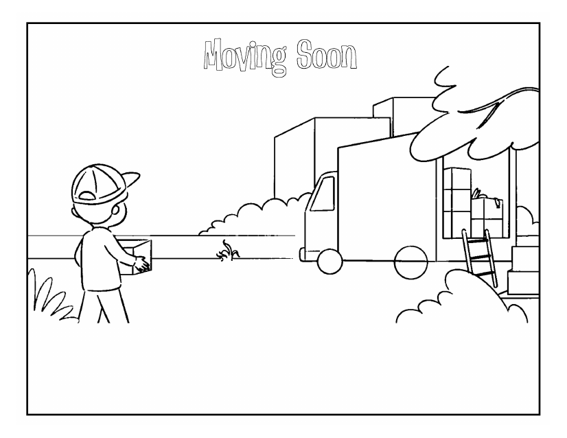 Coloring page: moving day