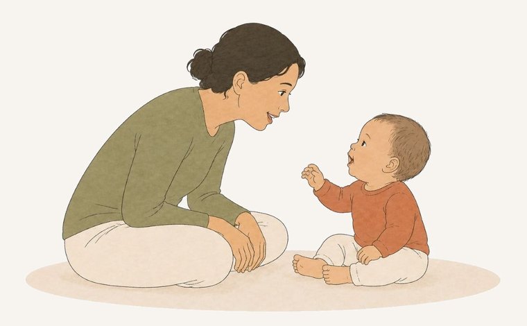 A mother and her baby face to face