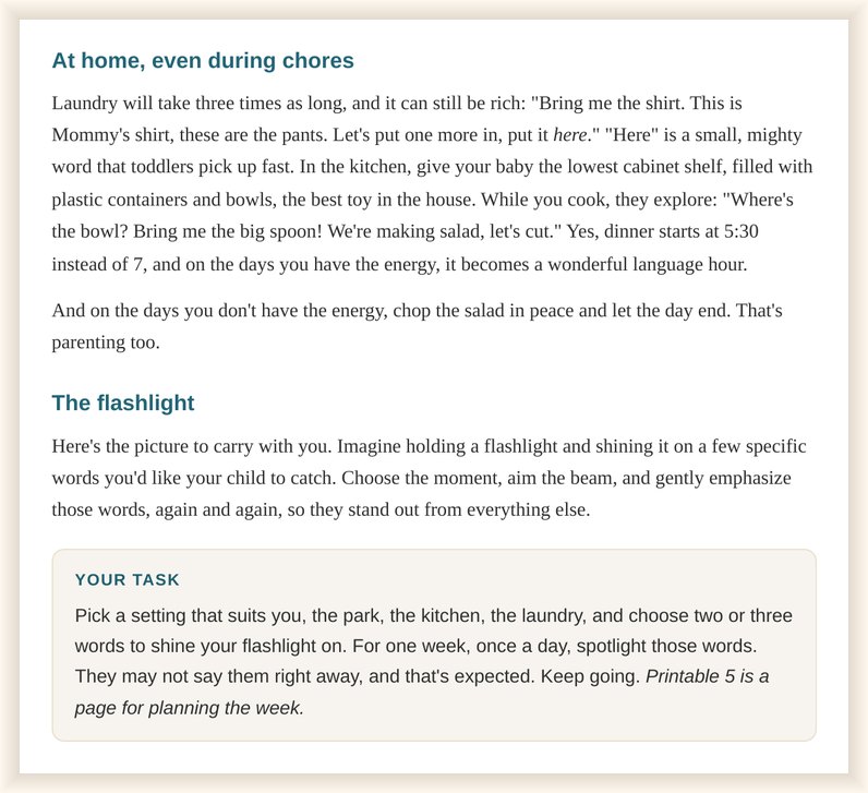 A page from the guide ending with a box headed Your Task